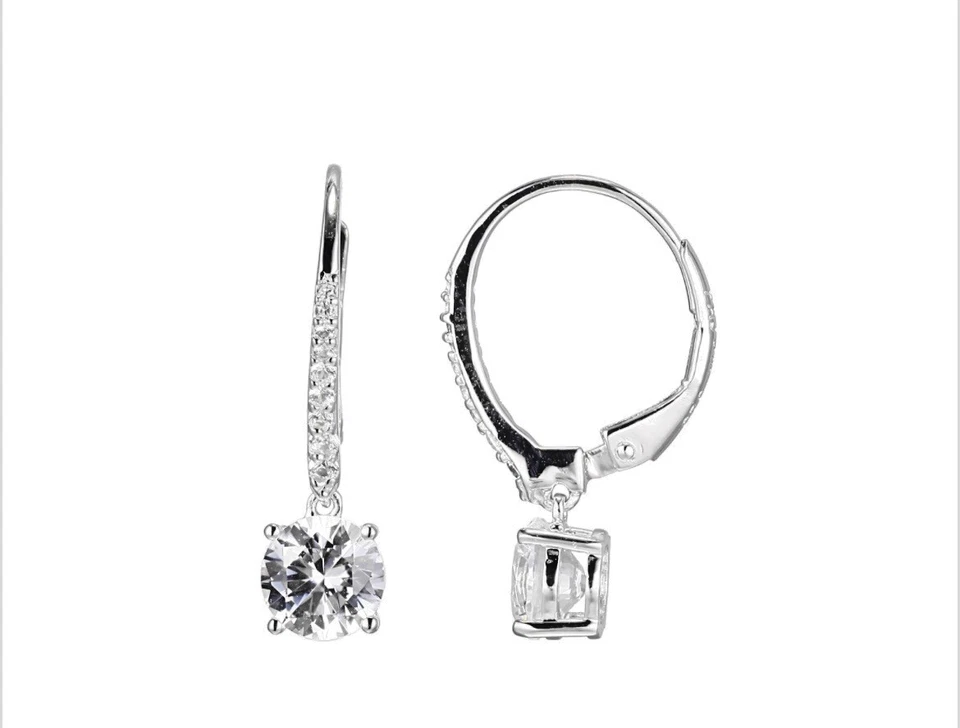 New Bella Luce White Lab Created Sapphire Rhodium Over 925 Silver Earrings 2.16 - Image 1 of 1