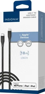 Insignia™ - Câble tressé de charge et de synchronisation USB-C vers Lightning 10’ (certifié MFi) - Photo 1/3