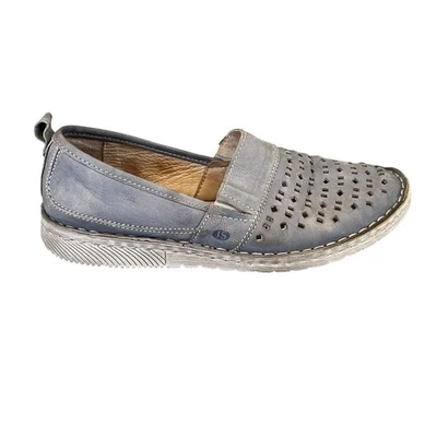 Josef Seibel Sofie Sz 37 EU 7 US Gray Slip-On Loafers Womens Laser Cutout - Image 1 of 4