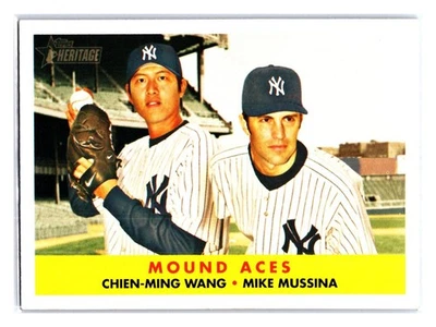 Mound Aces Chien-Ming Wang Mike Mussina 2007 Topps Heritage #334 Yankees - Image 1 of 2