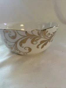Pier 1 Imports Gold Elegant Scroll Porcelain Soup Cereal Bowl Replacement - Picture 1 of 8