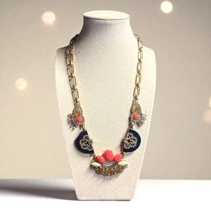 J. Collana dichiarazione CREW tono oro corallo blu e crema strass JC186 - Foto 1 di 5
