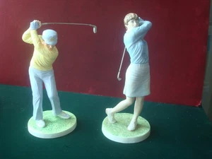 Pair of Colaport Figurine "First Tee" Male Golfer, Ladies Day Golfing Figures - Picture 1 of 7