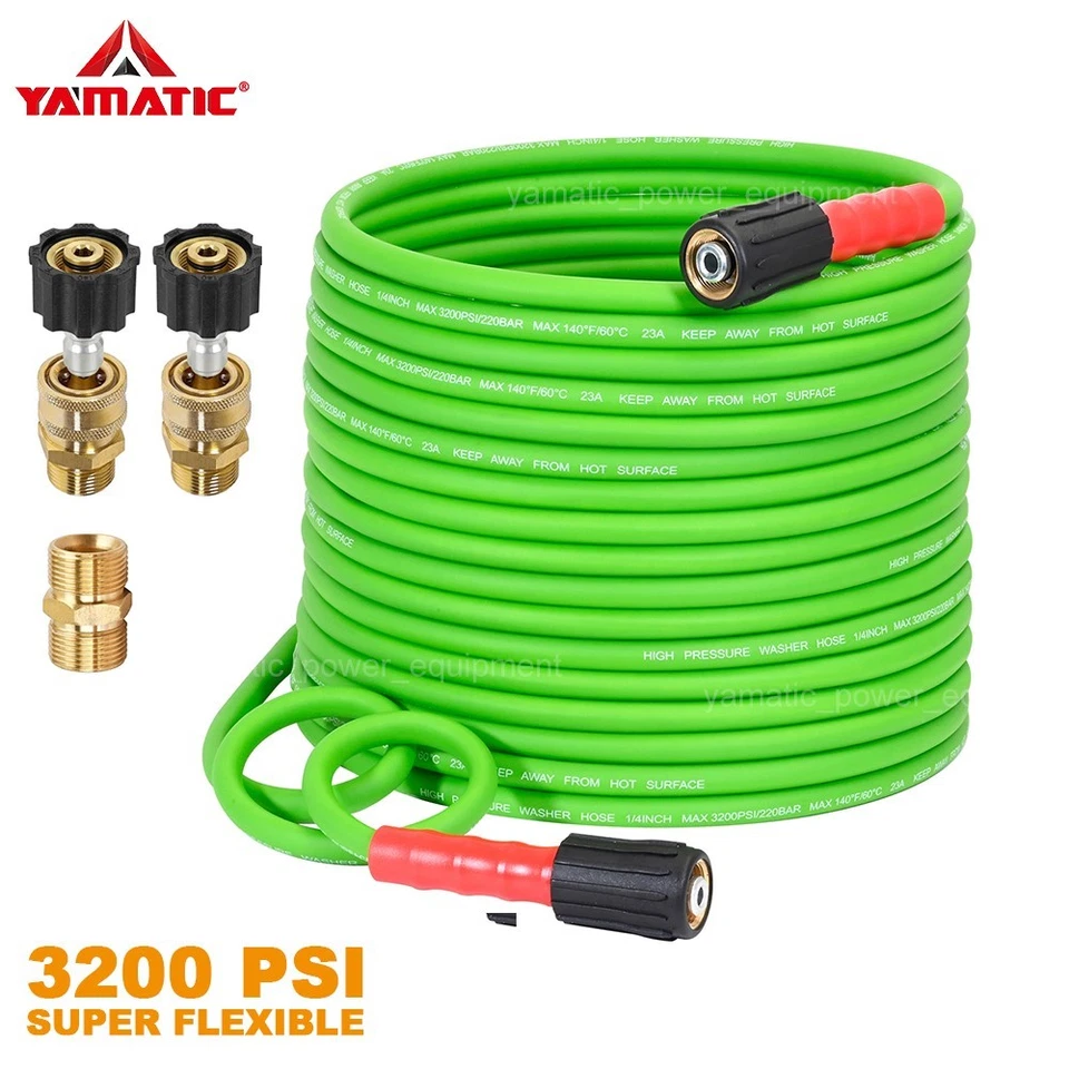 YAMATIC Flexible Pressure Washer Hose 1/4" Kink Resistant Power Washer Hose M22 - Image 1 of 4
