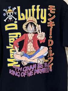 T-shirt grafica One Piece taglia L Monkey D Luffy nera manga anime giapponese usata in ottime condizioni - Foto 1 di 6