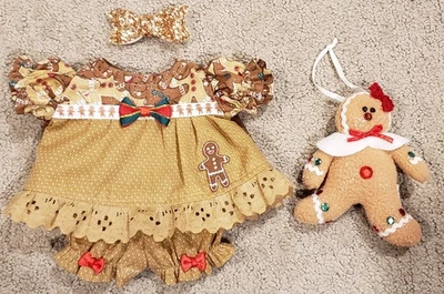 11" / 12" Girl's Cabbage Patch Doll Outfit Dress Panties / Bloomers Gingerbread - Image 1 of 4