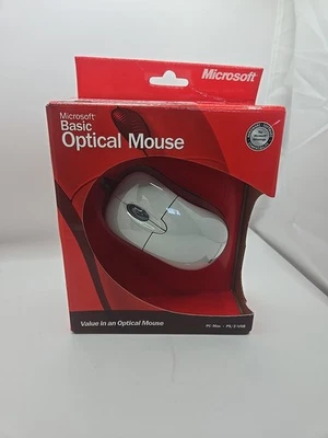 Mouse ottico Microsoft Basic rotella di scorrimento PS/2 USB cablato vintage - NUOVO sigillato - Immagine 1 di 4