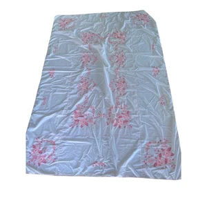 Mantel grande vintage y 12 servilletas de lino a juego bordadas rosa floral  - Imagen 1 de 10