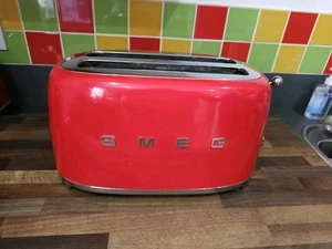 SMEG 2 Slot 4 Slice Retro Style Toaster TSF02RDUK Retro Red,VGC - Picture 1 of 11