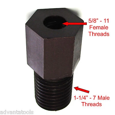 Core Drill Bit Adapter: 1-1/4"-7 Threaded Male to 5/8"-11 Female