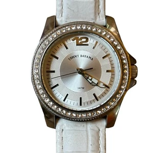 Tommy Bahama TB2128 Women's Sparkling Stones Bezel White Dial Leather Watch - Picture 1 of 10