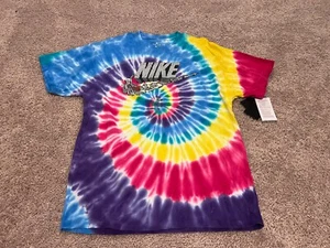 Nike LA1 skeleton swoosh basketball tie dye hippie t shirt rainbow pink purple M - Picture 1 of 3
