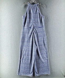 ePretty Light Blue & White Striped Sleeveless Tank Wide Leg Pants Romper Sz M - Picture 1 of 9