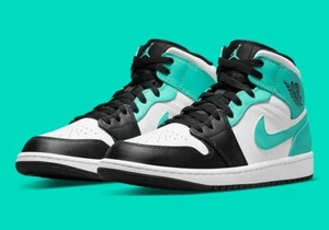 Men’s Size 9.5 Nike Air Jordan 1 Mid White Tropical Twist Black 554724-132 - Picture 1 of 8