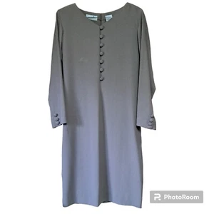 Liz Claiborne womens Button Front Long Sleeve V-Neck dress, Gray, size 6 - Picture 1 of 9