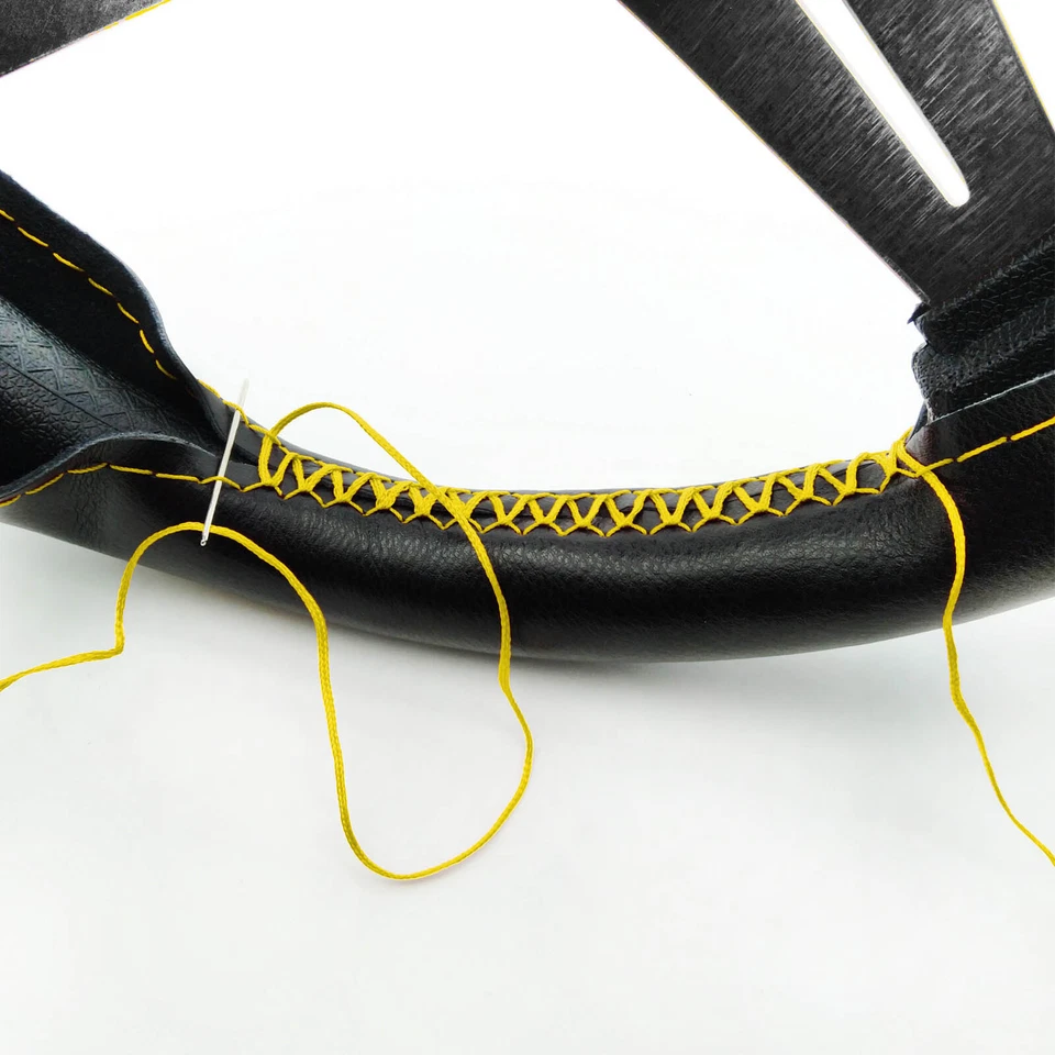 Gold line Genuine Leather Steer Wheel Cover With Needles and Thread Auto DIY - Image 1 of 4