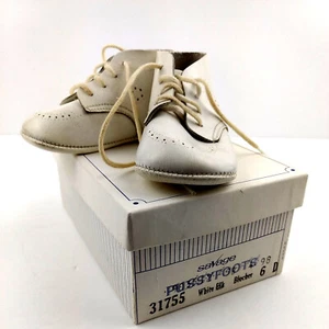 Zapatos de bebé de cuero vintage Pussyfoots de Savage Parisette 31755 blanco alce 6 D - Imagen 1 de 7