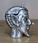 Rare Horned Silver 925 Vesta Satan Devil Head Shape Match box Safe 33g Red Eye
