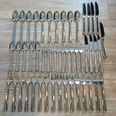 49 Pieces Gourmet Settings 18/10 Stainless Steel Flatware Set Fork Spoons Knives - Image 1 of 4