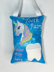 Tooth Fairy Pillow Birthday Gift Keepsake Tooth Pocket Cushion Unicorn - Picture 1 of 2