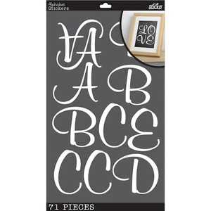 STICKO ALPHABET STICKERS - WHITE SCRIPT POSTER - XL - 6 SHEETS - 7cm - 7.5cm - Picture 1 of 1