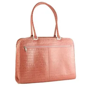 (NEW) Laptop Briefcase Genuine leather Pink Croco High Quality Fashionable Style - Picture 1 of 7