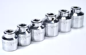 6pc Mix Set MAC Tools 1/2" Drive 6 Point Shallow "V" Sockets SAE up to 1-9/16" - Foto 1 di 7