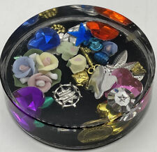 Liquid Gel Paperweight With Gems Sequins Charms Bisque Flowers