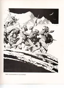 1978 B & W Plate "Orcs Lord of The Rings" By Frank Frazetta Fantastic GGA Print - Picture 1 of 1