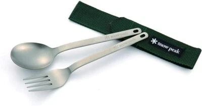 Snow Peak Whopper Weapon Fork & Spoon SCT-002 W/ Green Case 2sets Japan #1066 - Image 1 of 4