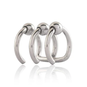 Ear Cuff Ohrring Chirurgenstahl dreireihig mit Kugel 1 Stück - Bild 1 von 2