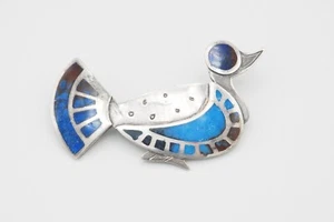 Broche broche figurativo pato esmalte plata esterlina Graziella Laffi vintage Perú - Imagen 1 de 6