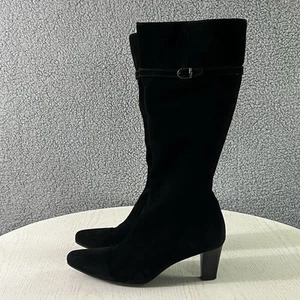 La Canadienne Boots Womens 10M Black Suede Dancer Square Toe Zip Knee High Tall - Picture 1 of 14