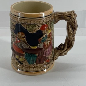 Vintage Ceramic Beer Mug Stein Embossed Man and Woman Scene Building Design 12cm - Picture 1 of 18