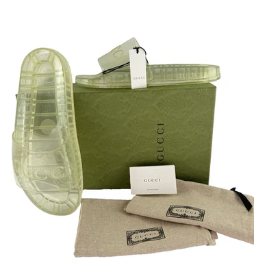 $450 Gucci Nuevo en Caja Hombres Auténtico 11.5 EE. UU. 11 UK 45 UE Goma Transparente Slides Zapatos Bolso Foto 1 de 4