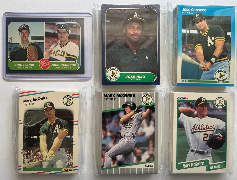 Oakland A's 1986-90 Fleer Base Team Sets (Lote de 5 juegos con bonito Canseco RC, 4 HOFers) Foto 1 de 3