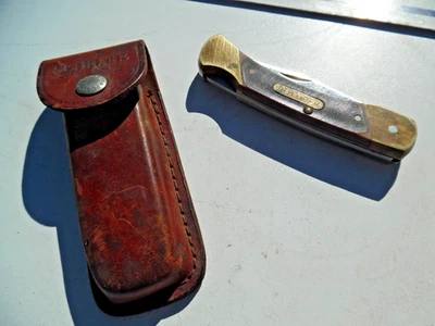 Temporizador antiguo Schrade grande EE. UU. -70T- BLOQUEO con funda de cuero Foto 1 de 4