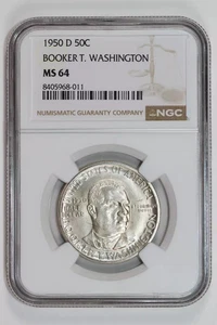 1950-D BOOKER T WASHINGTON COMMEMORATIVE HALF DOLLAR NGC MS64 - Picture 1 of 2