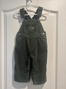The Children's Place Green Corduroy Train Embroidered Overalls 6/9 Months - Picture 1 of 7