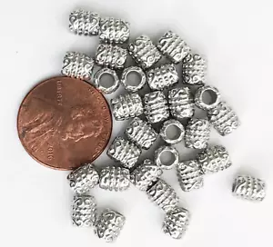 60 platinum color tube spacer beads 6x5mm with 3mm hole, bulk alloy spacer beads - Picture 1 of 2