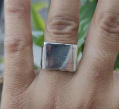 925 Sterling Silver Men's Ring Handmade Solid Heavy Men's Statement Band Ring - Image 1 of 4