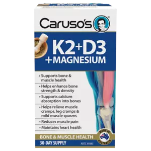 Caruso's K2 + D3 + Magnesium 30 Day Supply Bone & Muscle Health Vitamin K2 D3 - Picture 1 of 1