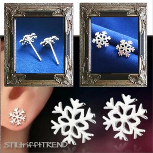 OHRRINGE OHRSTECKER BLUME SCHNEEFLOCKE EISBLUME VERSILBERT - Bild 1 von 4