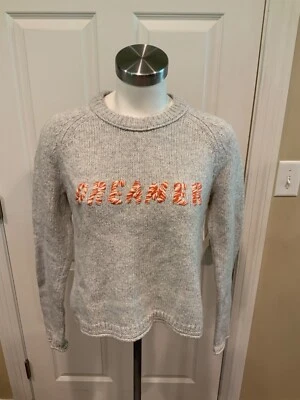 Madewell Gray Crewneck Dreamer Embroidered Cotton Sweater, Size XS - Image 1 of 4