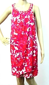 Size 6 Donna Ricco Sheath Dress Silver Chain Neck Sarong Style Pink Fuchsia NWT - Picture 1 of 6