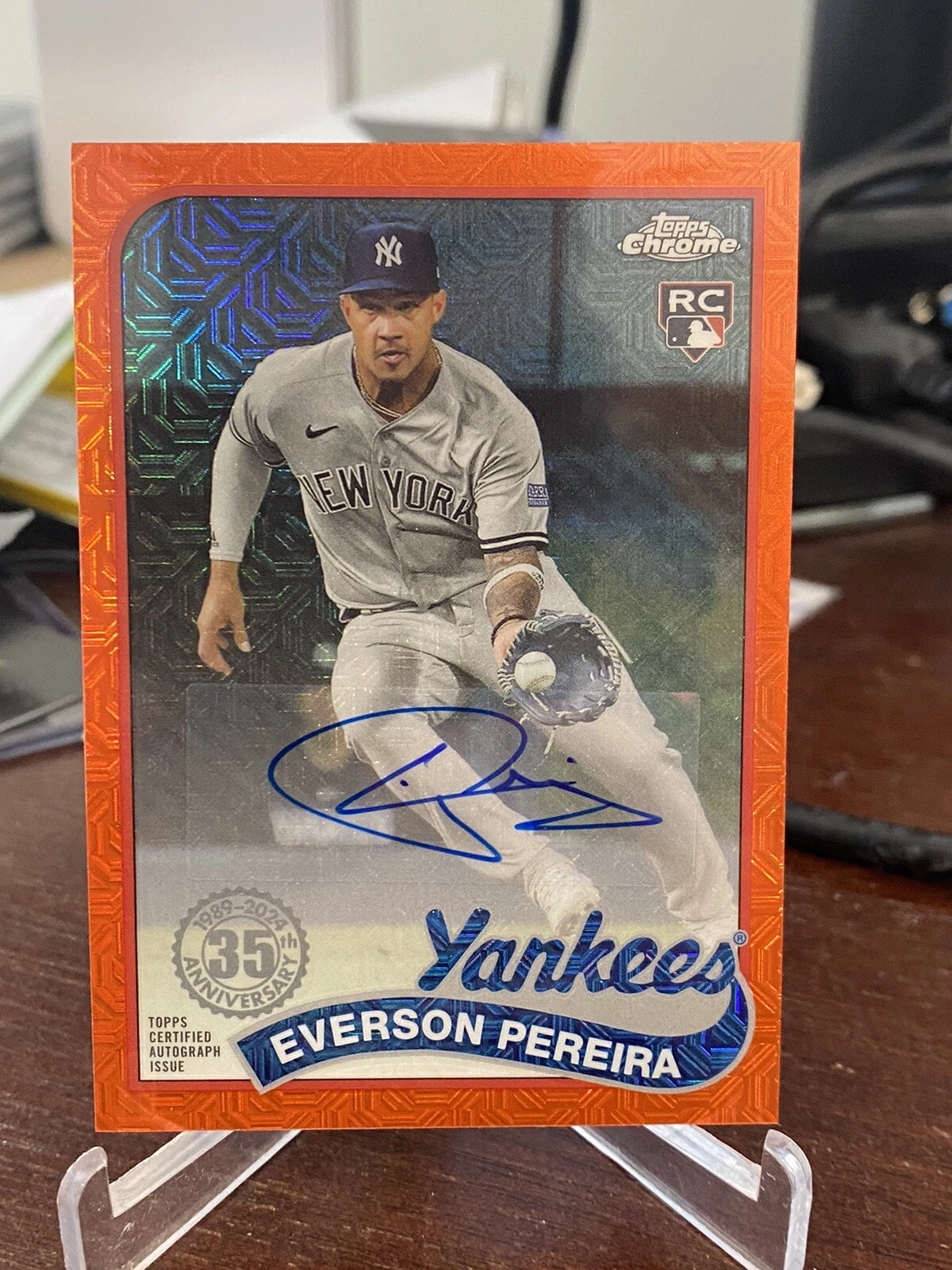 2024 Topps Series 1 EVERSON PEREIRA Silver Pack Auto Orange /25 RC #T89C-25