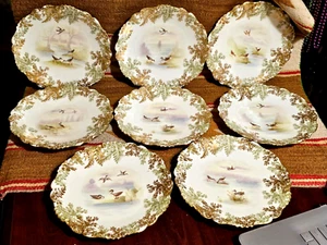 8 SPLENDIDE LIMOGES FELCE DIPINTA FOGLIA ORO con UCCELLINI SANDPIPER 9,5" PIATTI PRANZO - Foto 1 di 21