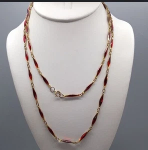 Anne Klein Vintage Mogul Poured Enamel Triple Chain Halskette goldfarben 80er Weihnachten - Bild 1 von 2