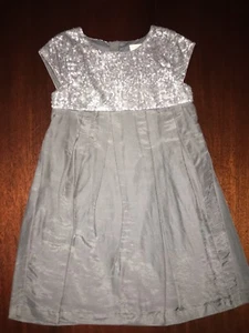 NWT 5/6 STUNNING Mini Boden Gray Silk Dress w/ Silver Sequin Top Originally $78+ - Picture 1 of 4