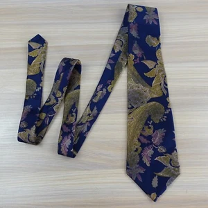 Jacobean Floral Neck Tie Mens Blue Navy Silk Garden Italian Vintage STAFFORD - Picture 1 of 8